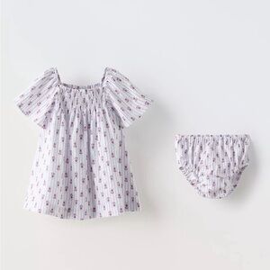 White and Purple Baby Dress with Bloomers zara summer dress